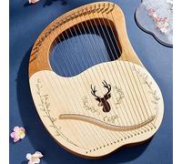 BAMFY Arpa De Lira Cuerdas De Metal De 19, 21, 24 Y 32 Instrumento Musical Principiante Portátil Lyre Harp Con Funda Negra, Llave De Afinación, Cuerdas De Extracción Y Púas(24-String Boxed - Log Color