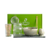 BAMFY Conjunto de té matcha de 7 piezas, utensilio de bambú, estilo japonés, marrón y blanco