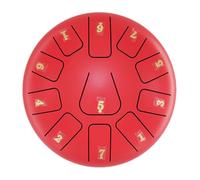 BAMFY Tambor De Lengua De Acero 11 Nota 8 Pulgadas Tongue Drum, Handpan Instrumento De Percusión Con Libro De Música, Pegatinas, Mazos De Tambor, Bolsa Para Curación Mental(Red)