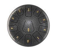 BAMFY Tambor De Lengua De Acero 11 Nota 8 Pulgadas Tongue Drum, Handpan Instrumento De Percusión Con Libro De Música, Pegatinas, Mazos De Tambor, Bolsa Para Curación Mental(Silver)