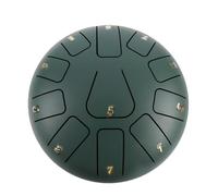 BAMFY Tambor De Lengua De Acero 11 Nota 8 Pulgadas Tongue Drum, Handpan Instrumento De Percusión Con Libro De Música, Pegatinas, Mazos De Tambor, Bolsa Para Curación Mental(Verde)
