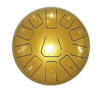 BAMFY Tambor De Lengua De Acero 11 Nota 8 Pulgadas Tongue Drum, Handpan Instrumento De Percusión Con Libro De Música, Pegatinas, Mazos De Tambor, Bolsa Para Curación Mental(Gold)