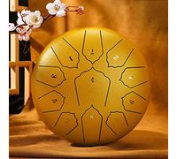 BAMFY Tambor De Lengua De Acero 11 Notas 10 Pulgadas Instrumentos De Percusión Equipo Para Meditación Concierto Fiesta Regalos Handpan Educación Musical(Gold)