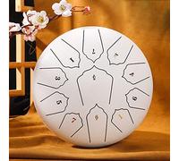 BAMFY Tambor De Lengua De Acero 11 Notas 10 Pulgadas Instrumentos De Percusión Equipo Para Meditación Concierto Fiesta Regalos Handpan Educación Musical(Blanco)
