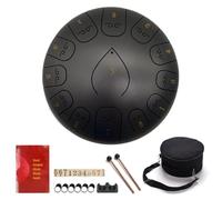 BAMFY Tambor De Lengua De Acero 12 Pulgadas 13 Notas Tongue Drum Con Libro De Música, Baquetas, Palos, Y Bolsa Para Adultos Yoga, Cámping, Meditación, Handpan(Black A)