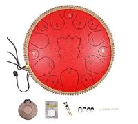 BAMFY Tambor De Lengua De Acero 13 Pulgadas 15 Notas Handpan Con Bolsa Palos Mazos Libro De Música, Sanación Con Sonido Instrumento De Percusión Para El Zen, Entretenimiento(13 inch 15 note,Red)