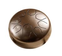 BAMFY Tambor De Lengua De Acero 8 Nota 6 Pulgadas Handpan Tambor De Lluvia Para Exterior Con Bolsa Palos Libro De Música, Mazos, Sanación Con Sonido Instrumentos(Brown)