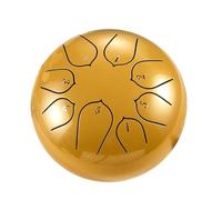BAMFY Tambor De Lengua De Acero 8 Nota 6 Pulgadas Handpan Tambor De Lluvia Para Exterior Con Bolsa Palos Libro De Música, Mazos, Sanación Con Sonido Instrumentos(Gold)
