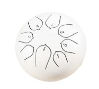 BAMFY Tambor De Lengua De Acero 8 Nota 6 Pulgadas Handpan Tambor De Lluvia Para Exterior Con Bolsa Palos Libro De Música, Mazos, Sanación Con Sonido Instrumentos(Blanco)