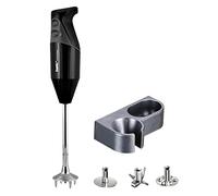 Bamix G200 GASTRO PRO-2 - Batidora de inmersión con cuchillo multifunción, punta batidor y disco de percusión, soporte, 200 W, 2 niveles, acero inoxidable, fabricado en Suiza, color negro