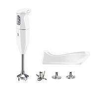 bamix Set de batidora de mano cordless inalámbrica, Cargador, Multicuchilla, Mezclador, Disco giratorio acero inox., 250 W, 2 velocidades, Made in Switzerland, Blanco