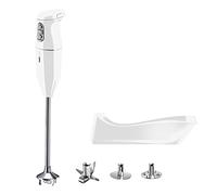 bamix Set de batidora de mano inalámbrica cordless PRO, Cargador, Cuchilla, Mezclador, Disco giratorio de acero inox., 250W, 3 velocidades, Made in Switzerland, Blanco