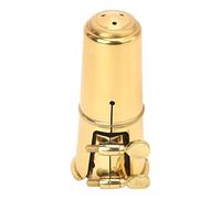 Bamjour Clamp/Holder de Metal de Boquilla de Saxofón de Tenor, Oro que Incluye 1 por Ciento de Clamp/Holder de Boquilla de Saxofón Tenor y Tapa de 1 por Ciento Adecuada para