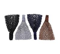 Bamjour Diadema Ancha de Encaje Vintage de 4 Piezas, Ban Elástica para el Cabello para Mujeres con Material Amigable con la Piel, Adecua para Bodas, Vacaciones, Uso Diario (Negro Café Azul