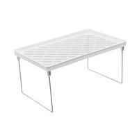 Bamjour Estante Apilable para Encimera, Armario o Despensa, Plegable y Que Ahorra Espacio, Fabricado con ABS de Alto Impacto y Soporte metálico. Organizador para Cocina, Baño De (L)