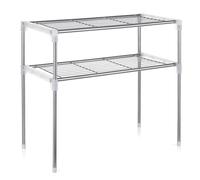 Bamjour Estante para Horno Microondas de 3 Niveles, Estante de Almacenamiento, Organizador de de Cocina con Diseño de Rejilla, Fácil Montaje para Cocina, Baño, Oficina, át (2 Niveles)