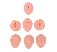 Bamjour Modelo de Partes del Cuerpo de Silicona de 7 Piezas, Kit de Práctica Suave para Entrenamiento de Lengua, Boca, Nariz, Oído, con Estructura Anatómica para Principiantes (Piel clara)
