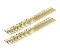 Bamjour Peine de Metal para Hombres, 2 Peines Profesionales de Corte de Pelo de Acero Inoxidable, 20 X 2,8 Cm con Dientes Densos y Escasos para Salón y Uso Doméstico (GOLD)