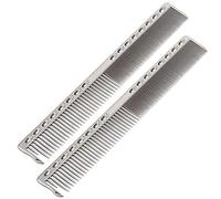 Bamjour Peine de Metal para Hombres, 2 Peines Profesionales de Corte de Pelo de Acero Inoxidable, 20 X 2,8 Cm con Dientes Densos y Escasos para Salón y Uso Doméstico (SILVER)