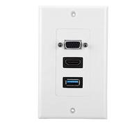 Bamjour Placa de Pared, 3 Puertos VGA USB3.0 Adaptador de Panel de Montaje en Pared Toma de con 1 Puerto Hembra + 1 USB3.0 Hembra + Componente VGA Toma de de 3 para