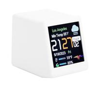 Bamjour Reloj Electrónico de Escritorio con Pantalla Digital LCD con Red WiFi, Estación de Calendario Meteorológico de Temperatura Multifuncional (White)