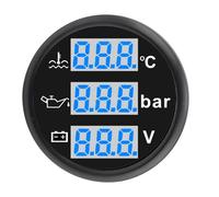 Bamjour Voltímetro de Presión de Aceite para Temperatura de Barco, Pantalla Digital de 52 Mm, Juego de Medidor Triple Multifuncional IP67 para Automóvil, RV, Camión, Barco, Yate, Motocicleta (Esfera