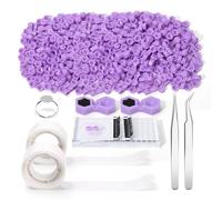 BAMTTOO 200PCS Diamond Lash Glue Cup Glue Rings Lash Extension Ring Cups for Eyelash Extension Supplies Eyebrow Tattoo False Lash Glue Holder Crystal Eyelash Pallet (200pcs Purple Diamond Cups Set)