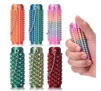 BAMTTOO 6PCS Little Ouchies Pain Fidget 3D Printed Spiky Grippie Stim Keychain Pain Stim Fidget Toy for Adults Stress Relief Gift for Teens (Colorful Cylinder)