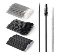 BAMTTOO Kit de 300 piezas de suministros de extensión de pestañas, cepillo desechable para pestañas de hisopo, cepillos de labios para extensión de pestañas, tatuaje, aplicador de lápiz labial (negro)