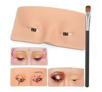 BAMTTOO Makeup Practice Face Silicone Makeup Practice Board Face Eyes Permanent Cosmetic Makeup Training for Makeup Artists and Beginners with Makeup Brushes (Style 1)