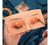 BAMTTOO Práctica de maquillaje facial de silicona para práctica de maquillaje, cara y ojos, formación permanente de maquillaje cosmético para artistas de maquillaje y principiantes con brochas de