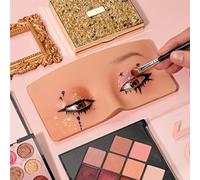 BAMTTOO Práctica de maquillaje facial de silicona para práctica de maquillaje, cara y ojos, formación permanente de maquillaje cosmético para artistas de maquillaje y principiantes con brochas de