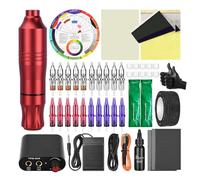 BAMTTOO Tattoo Pen Kit Ballpoint Cartridge Needles Tattoo Machine for Beginners Rotary Tattoo Pen Kits Complete Tattoo Sets (RED)