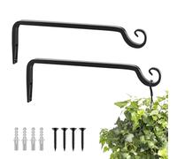 Bamworld Ganchos de Pared 2 Piezas 25 cm Gancho para Macetas Colgantes Exteriores Soporte para Plantas Faroles Comedero para Pájaros Linterna Negro Resistentes 20 kg Carga Máxima