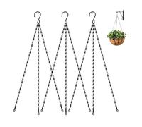 Bamworld Lote de 3 Cadenas de Suspensión Negras 45 cm, para Macetas Colgantes, Maceteros Colgantes y Soportes de Jardineras de Balcón, Uso en Interior y Exterior
