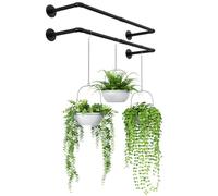 Bamworld - Maceteros Colgantes para Plantas, 2 Unidades, Montaje en Pared o Techo, estantes de Plantas de Ventana, Barra de Metal (Maceta y Planta no Incluidas), 92 cm