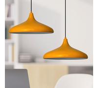 bamyum 2 Luces Champion Lámpara de Cocina, Lámpara Techo Colgante Vintage, Lámpara de Techo con Pantallas de 35 cm y Lámpara de Isla de Cocina de Metal de Lámparas de Techo Amarillo Oscuro