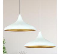 bamyum 2 Luces Champion Lámpara de Cocina, Lámpara Techo Colgante Vintage, Lámpara de Techo con Pantallas de 35 cm y Lámpara de Isla de Cocina de Metal de Lámparas de Techo Blanco