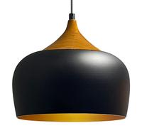 bamyum Ø30 cm Kreis Negro Color Madera de Metal Lámpara E27 Bombilla Lámpara de Techo Colgante