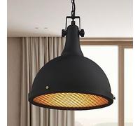 bamyum Acera Lámpara Colgante de Negro Diseño Industrial, Ø30 cm Vintage Metal E27 Mesa de Comedor Lámpara de Salón Lámpara de Cocina Negra