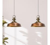 bamyum Asletl Antiguo Lampara Techo Colgante Metal 2 llamas, Lamparas Cocina, Lampara Techo Dormitorio E27 Comedo, Salon, Lamparas Mesa Comedor para Niños y Adultas, Lámpara Colgante Tono Cobre