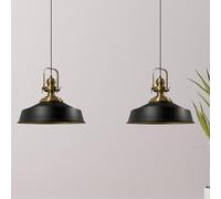 bamyum Asletl Antiguo Lampara Techo Colgante Metal 2 llamas, Lamparas Cocina, Lampara Techo Dormitorio E27 Comedo, Salon, Lamparas Mesa Comedor para Niños y Adultas, Lámpara Colgante Negro