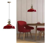 bamyum Asletl Antiguo Lampara Techo Colgante Metal 40 cm, Lamparas Cocina, Lampara Techo Dormitorio E27, Comedo, Salon, Lamparas Mesa Comedor para Niños y Adultas, Lámpara Colgante de Cocina Rojo