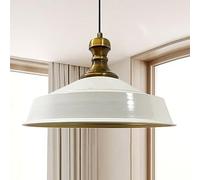 Bamyum Asletl-Knob Lámpara Colgante Industrial de 41 cm, Moderna de Metal para Isla de Cocina, E27 para Salón y Comedor, Blanco