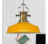 Bamyum Asletl Lámpara Colgante Industrial de 40 cm, Moderna de Metal para Isla de Cocina, E27 para Salón y Comedor, Amarillo Oscuro
