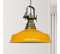 Bamyum Asletl Lámpara Colgante Industrial de 40 cm, Moderna de Metal para Isla de Cocina, E27 para Salón y Comedor, Amarillo Oscuro