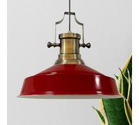 bamyum Asletl Lámpara Colgante Industrial, Pantallas de Lámpara de 40 cm, Lámpara Moderna de Metal para Isla de Cocina, Lámpara Colgante E27 para Salón y Comedor, Lámpara Colgante Rojo