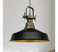 bamyum Asletl Lámpara Colgante Industrial, Pantallas de Lámpara de 40 cm, Lámpara Moderna de Metal para Isla de Cocina, Lámpara Colgante E27 para Salón y Comedor, Lámpara Colgante Negro