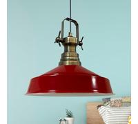 bamyum Asletl Lámpara Colgante Industrial, Pantallas de Lámpara de 40 cm, Lámpara Moderna de Metal para Isla de Cocina, Lámpara Colgante E27 para Salón y Comedor, Lámpara Colgante Rojo