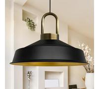 bamyum Asletl Lámpara Colgante Industrial, Pantallas de Lámpara de 40 cm, Lámpara Moderna de Metal para Isla de Cocina, Lámpara Colgante E27 para Salón y Comedor, Lámpara Colgante Negro